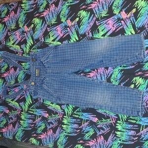VTG Osh Kosh B'Gosh Checkered Distressed Denim Overalls